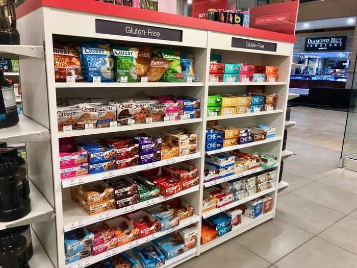 Our favorite section was the snack section, which featured different protein-infused chips, cookies, and bars — and most of them actually looked delicious.