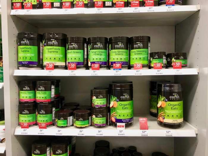 There were tons of different vitamin supplement options. We found a section of GNC Earth Genius supplements filled with key nutrients for a diet ...