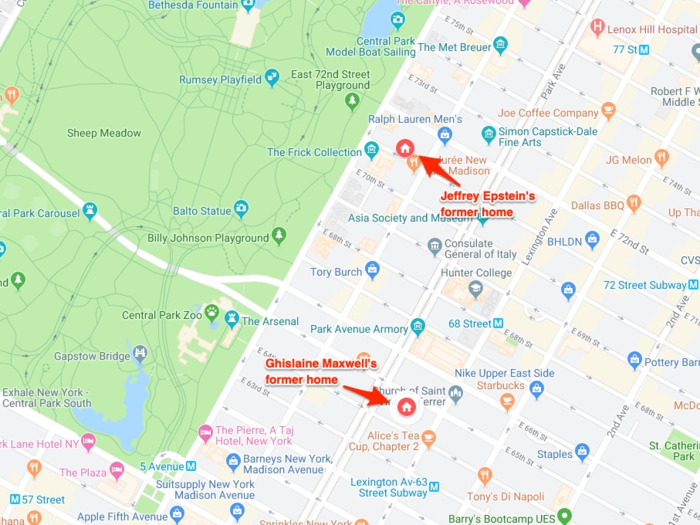 The townhouse Maxwell lived in is about six blocks from Epstein