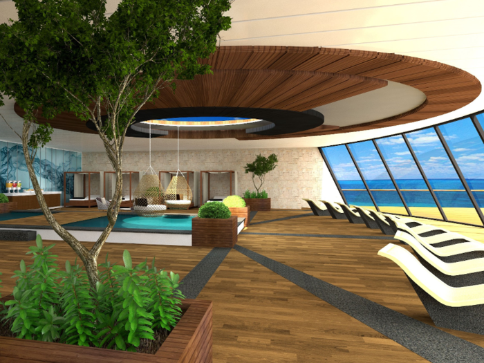 One floor will have a spa that will include a solarium and a therapy tub.