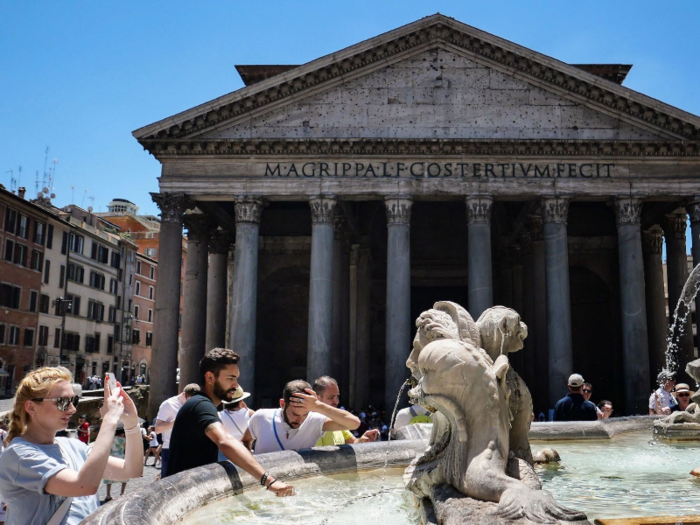 Elsewhere in the city, fountains provide limited relief. Recently imposed rules now ban people from swimming in them.