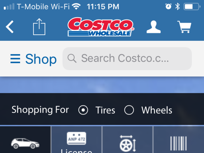 I opted to click on their tires section, and found a similar form to that of Sam