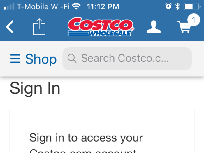But once I tried to check out, it prompted me to input my Costco.com account information.