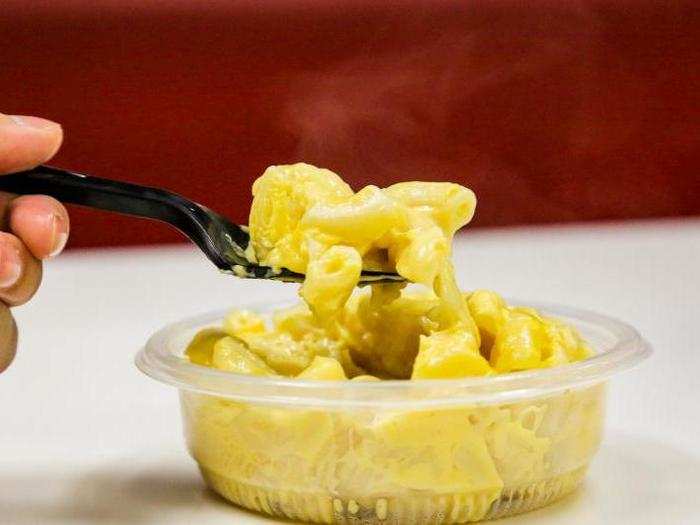 Its mac and cheese tastes artificial and plasticky. It also tastes pretty good.