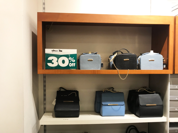 Handbags and shoes were also going for 30% off.