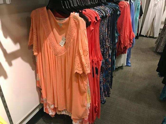 Around the store, there were racks upon racks of clothing in unoriginal styles.