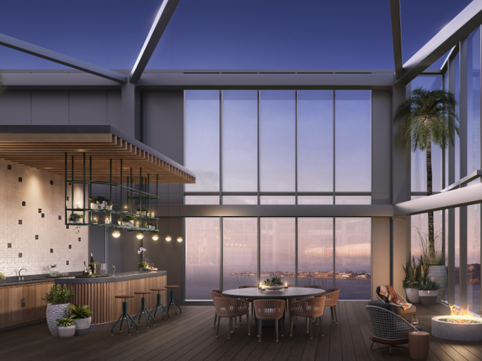 The top floor is home to a $41 million penthouse, which would be one of the highest-priced homes to be sold in San Francisco if it sells for the asking price. A private rooftop deck is one of the many bells and whistles of the unit.