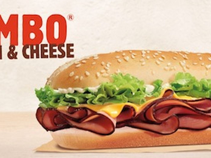 1974 — YUMBO, BURGER KING: A basic ham and cheese sub sandwich, the Yumbo likely wasn