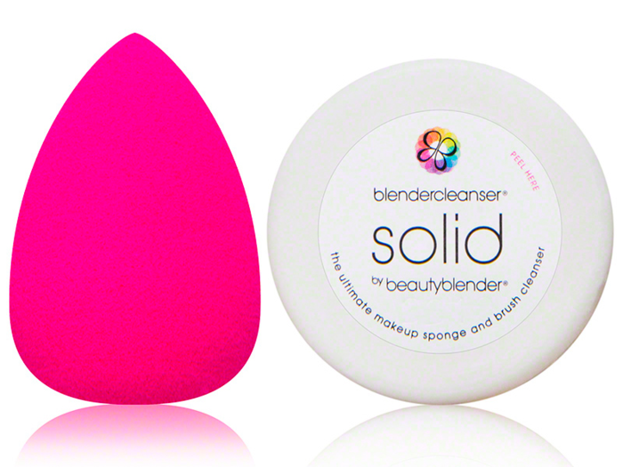 A popular makeup sponge, plus the cleanser to clean it thoroughly