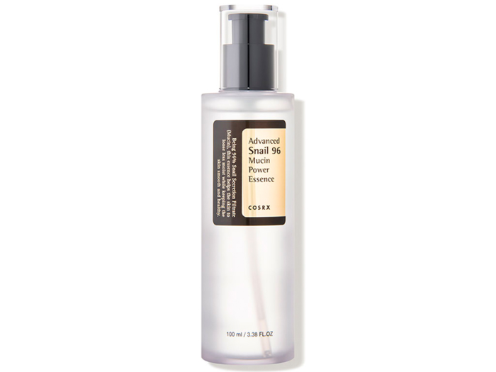 A bouncy serum containing 96% snail mucin, which repairs and hydrates your skin