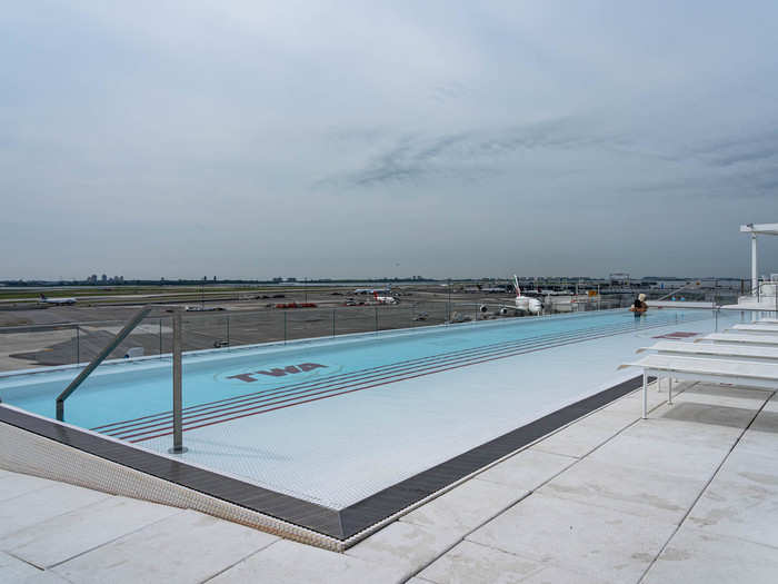 The 64-foot long infinity pool spans most of the roof, though the pool isn