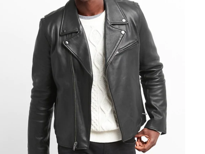 Buy at Gap: Leather biker jacket