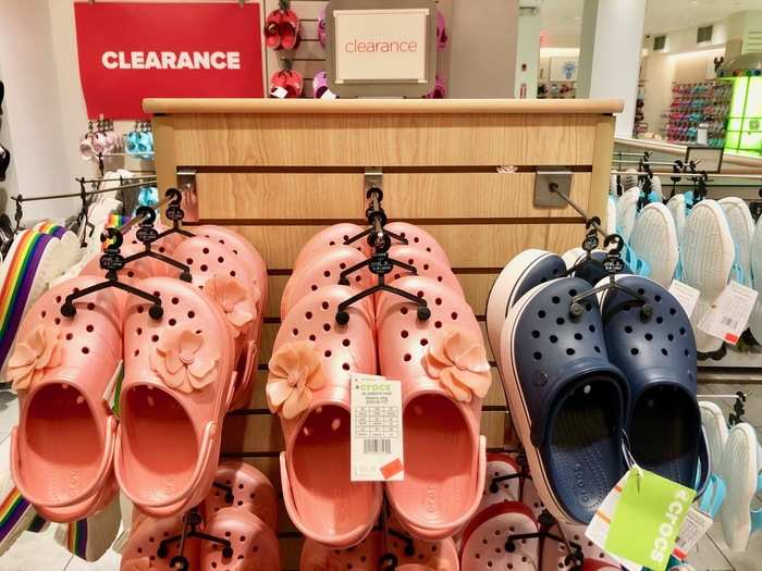 In the clearance section, I found even more models. Many of them were variations on the classic Crocs clog.