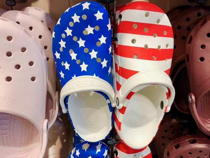 These patriotic clogs were going for about $40 dollars.