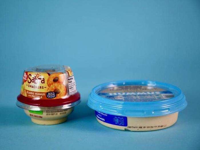 3. HUMMUS — Next, we moved on to hummus. We picked up a classic Trader Joe