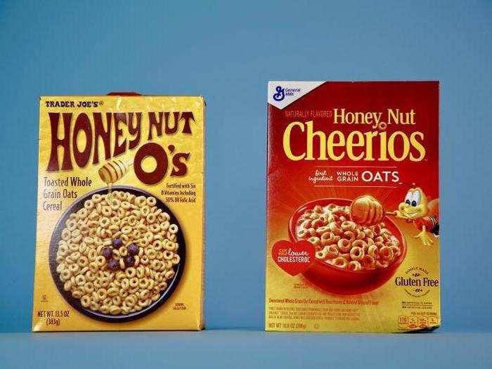 1. HONEY NUT CEREAL — Our first comparison was between the Trader Joe