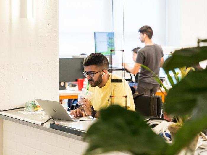 The team put in countertops next to it where employees can perch as well.