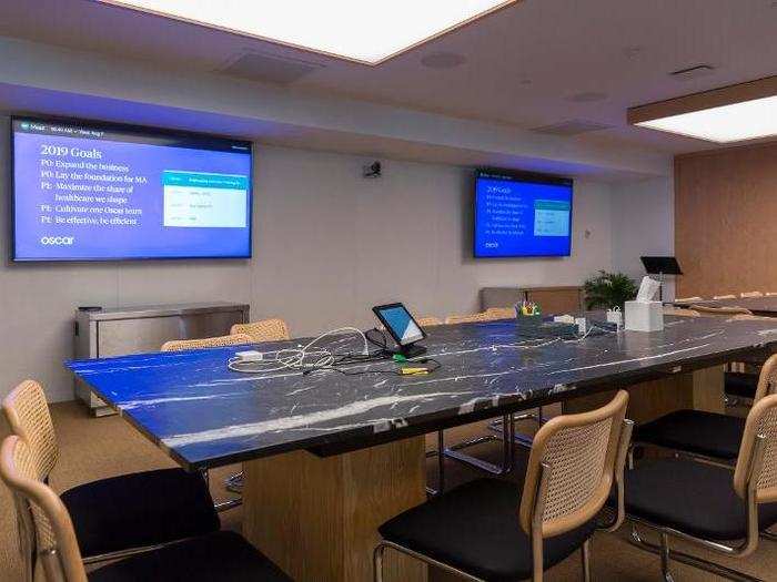 Near the front desk is a big conference room the company can use for board meetings and onboarding new employees.