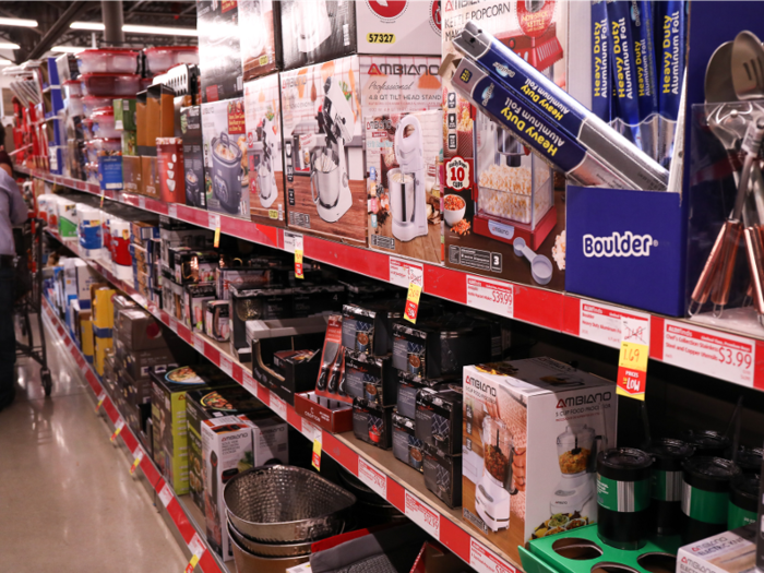 ... but we were also impressed by how many household goods were stocked at Aldi. There were aisles devoted to kitchen appliances and the like.