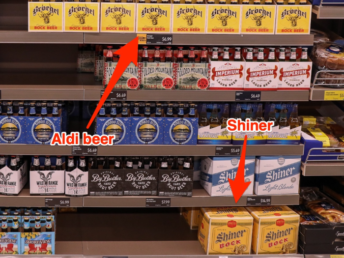 We even saw the Shiner beer stocked just shelves below the Aldi beer.