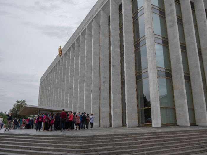 After passing through the tower, the first building I saw was the ominous and very Soviet-looking State Kremlin Palace.