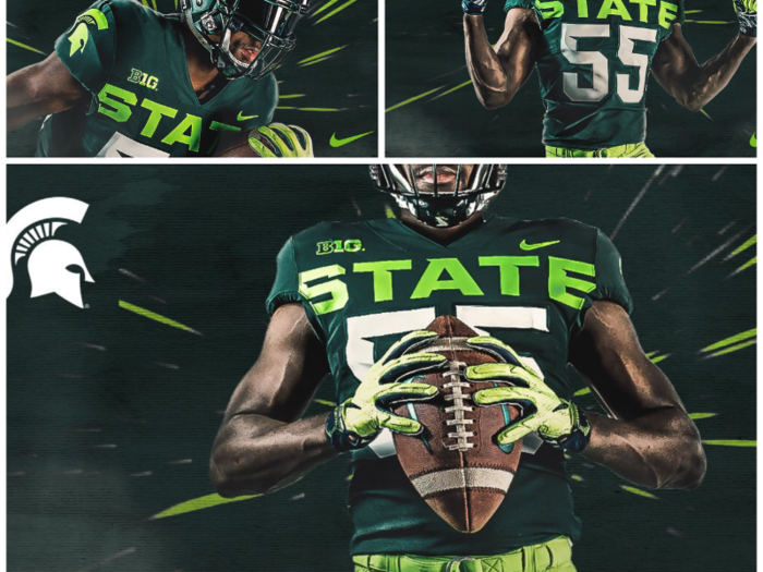 Michigan State — The Spartans have a new alternate uniform that includes a LOT of neon green.