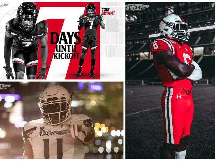 Cincinnati — The Bearcats have switched from Adidas to Under Armour and have new uniforms. The jerseys and pants each come with front-facing stripes. They also have an all-red 1950s/1960s throwback uniform this season.