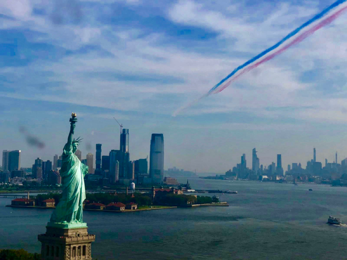 “To have the opportunity to fly along the Hudson in a fast-jet, with Manhattan’s skyscrapers lining part of the route and so many famous landmarks as a backdrop, was a fantastic, rewarding experience," Red Arrows Squadron Leader Martin Pert said in a release.