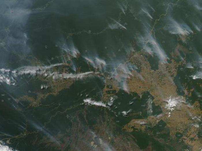 NASA satellites have also spotted the many fires raging in the western Brazilian Amazon.