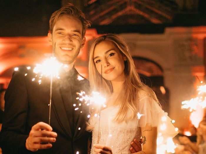 The wedding ended with a midnight send-off of the Kjellbergs, with guests and the couple lighting sparklers. Marzia Kjellberg said the moment was "magical."