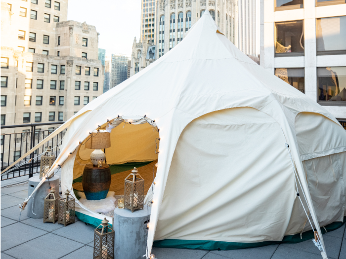 The Gwen Lex Suite costs $3,500 a night, and the glamping tent on the terrace is an additional $2,000, bringing the total cost per night up to a minimum of $5,500.