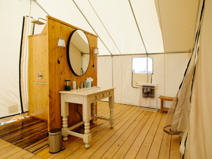 Each Summit Tent has a private, en-suite bathroom with a rainfall-style shower and Turkish robes "for optimal lounging."