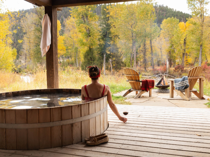 In the Sweet Grass cabin, the only three-room glamping cabin, guests can soak in a cedar tub on the patio. The cabins start at $1,800 per night in the winter and $3,200 during the summer and peak holiday season.