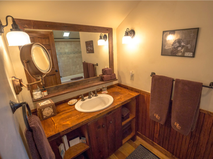 The cabins have their own private bathrooms.