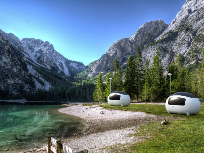 A company called Ecocapsule makes luxurious egg-shaped pods designed with solar panels and 750-watt retractable wind turbines so they can be 100% self-sufficient in a variety of environments.