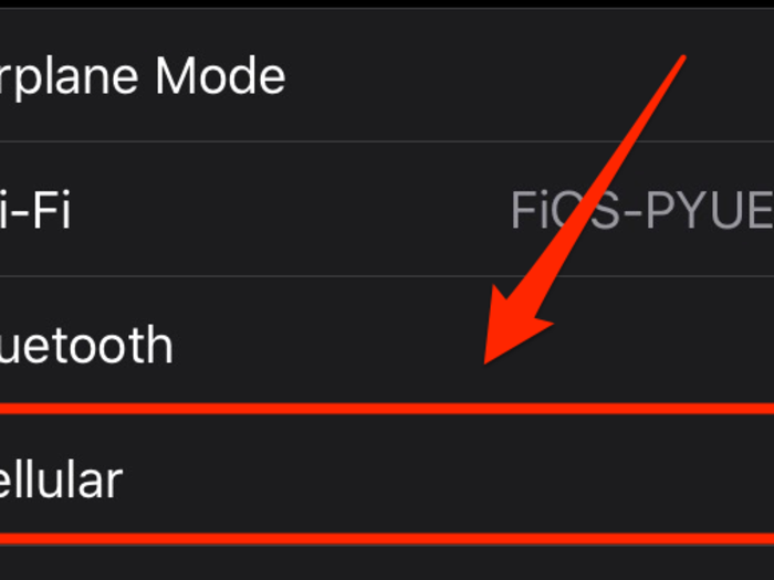 Tap the "Cellular" option.