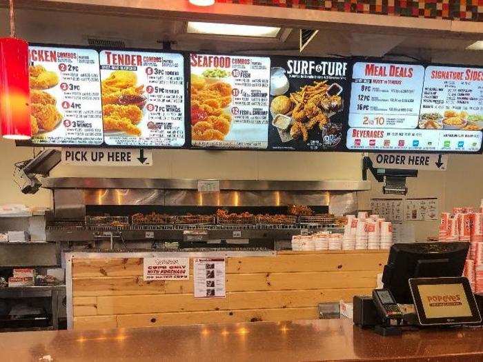 The menu was a mix of familiar and tantalizingly different. For someone used to seeing nothing but burgers and chicken on illuminated menus, it was cool seeing shrimp as well as New Orleans staples like red beans & rice and jambalaya.