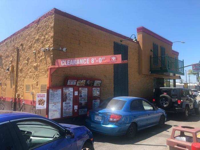 But to get there from the parking lot, you have to carefully navigate past a line of traffic at the drive-through.