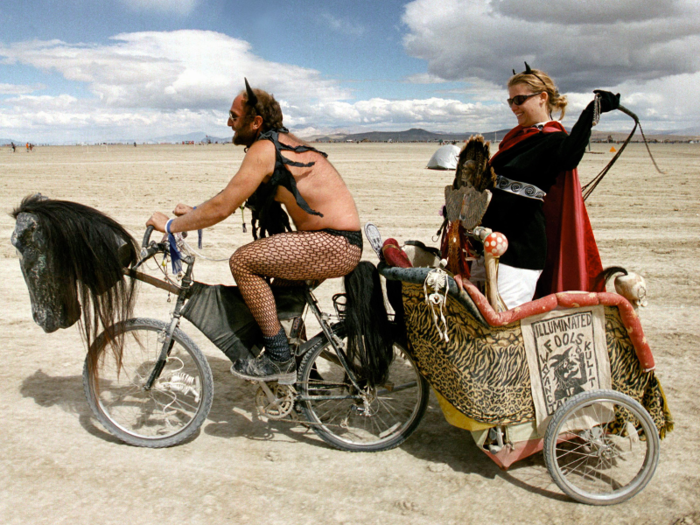 The cost to attend Burning Man overall varies greatly. CNBC estimated the total cost of attending could range from $1,300 to camp in a tent to $20,000 to glamp in an RV. That also includes transportation, food, camp fees, costumes, and gifts.