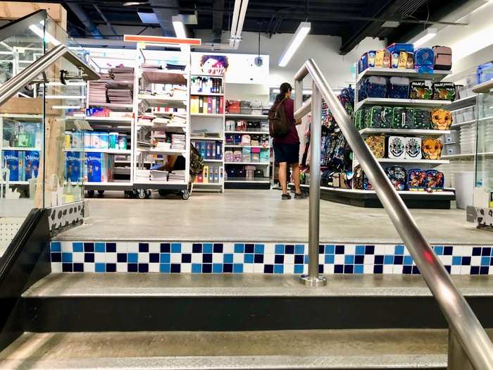 We walked a few steps up to a loft in the main area, where we found an assortment of school supplies in time for the back-to-school season.