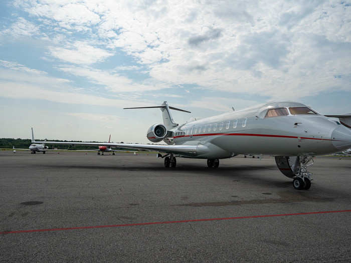 This particular jet, registration 9H-VTD, belongs to VistaJet, a global private air charter company.