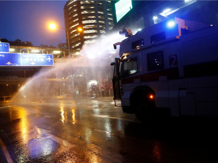 The police force had reportedly purchased three Mercedes Benz trucks worth HK$27 million (roughly $34 million). After months of preparation, they deployed two of them.