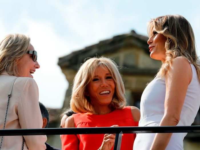 Trump and Macron were side-by-side throughout the day, which marked their latest friendly appearance one year after Macron called Trump "really fun."