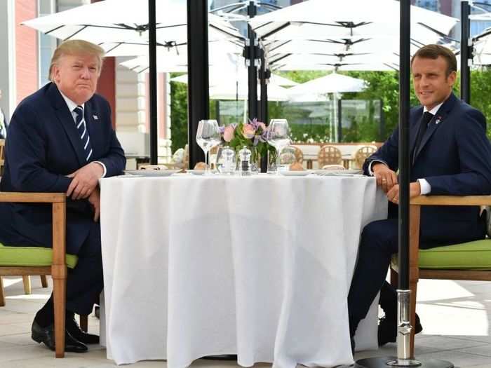 French President Emmanuel Macron had lunch with President Donald Trump Saturday, where Trump boasted of his and Macron