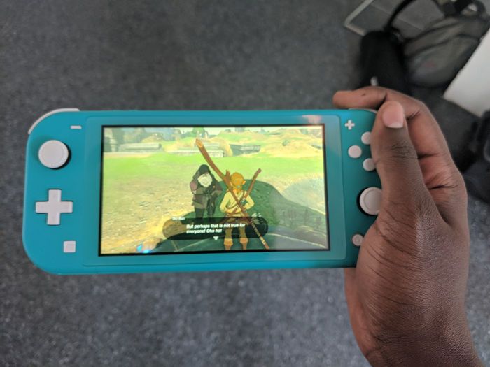 The Switch Lite also has a traditional directional pad on the left, instead of the four direction buttons like on the Joy-Con. The Switch Lite has slightly smaller buttons overall, too.