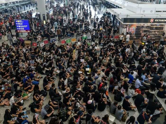  August 12 and 13: Protesters caused their biggest disruption yet when they brought Hong Kong International Airport to a standstill. 