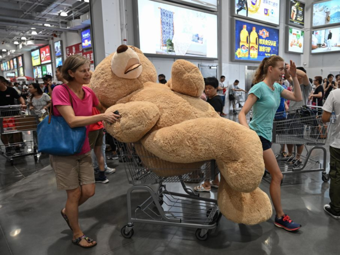 Photos of the grand opening in Shanghai indicate that the warehouse boasts its own food court and plenty of classic Kirkland products, including its signature giant teddy bears.