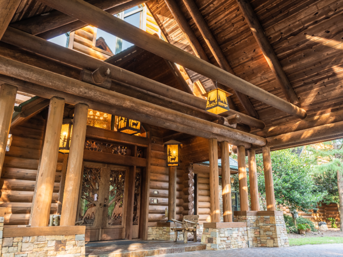 The lodge was built in 2007 and took two years to complete. The eight-bedroom, 10-bath property was created by a “noted” log home architect and includes a front door made in Vermont and stones from Colorado.