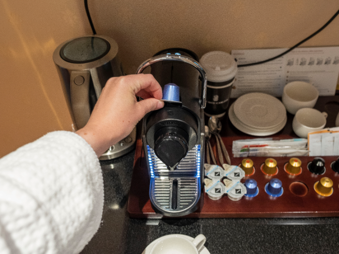 While the tub was filling up, I made myself a double espresso.