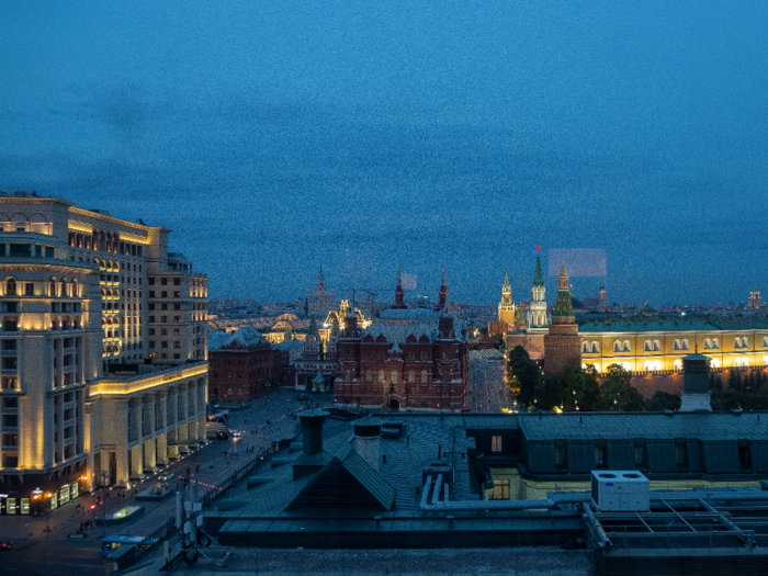 As night fell over Moscow, the views from the suite were incredible.